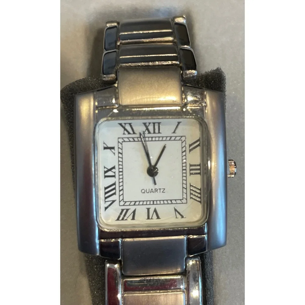 SKC Quartz Stainless Steel Rectangle Roman Numeral Women's Dress Watch